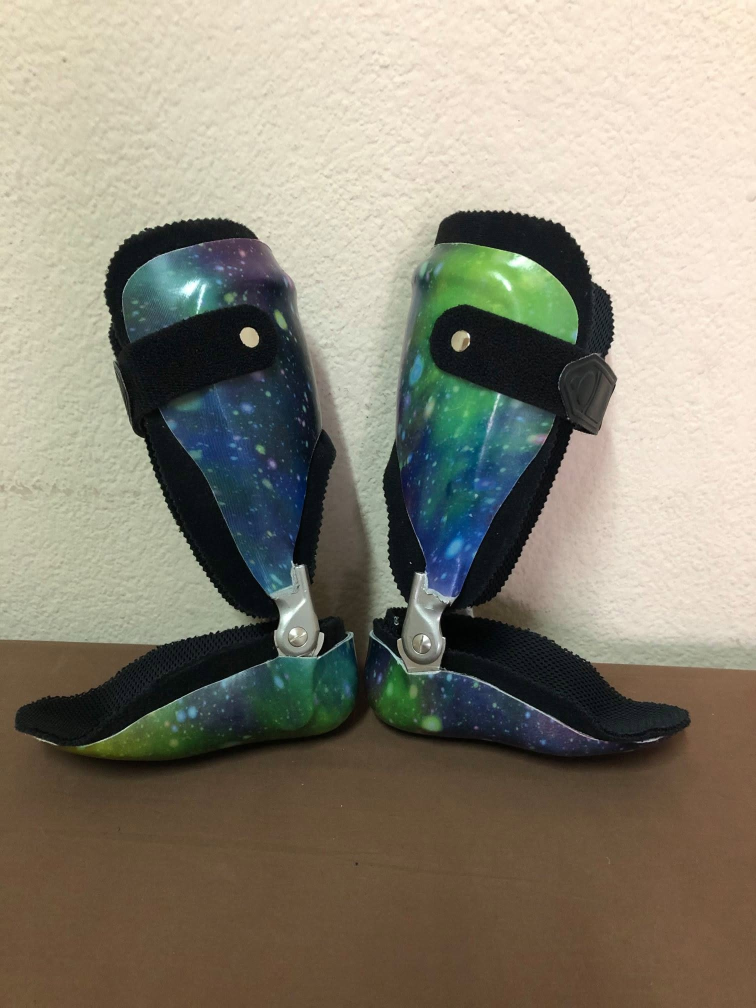 A pair of custom-made ankle foot orthoses