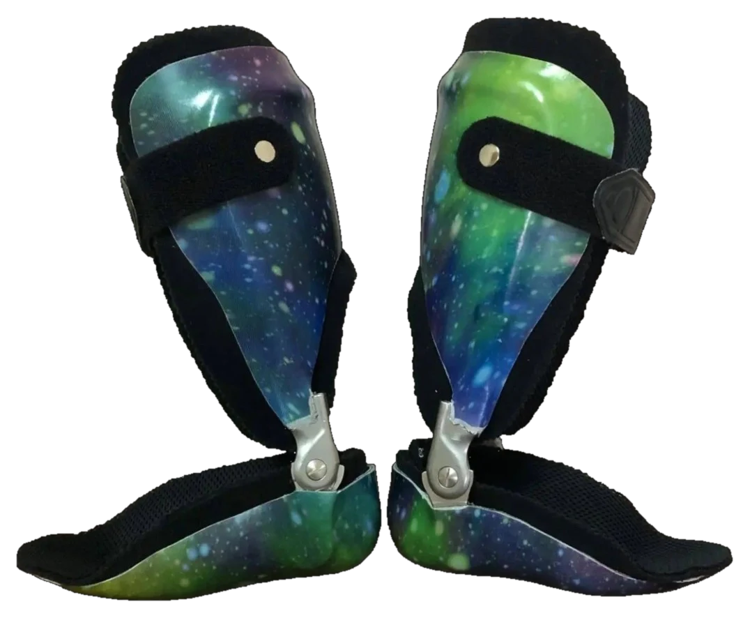 A pair of custom-made ankle foot orthoses